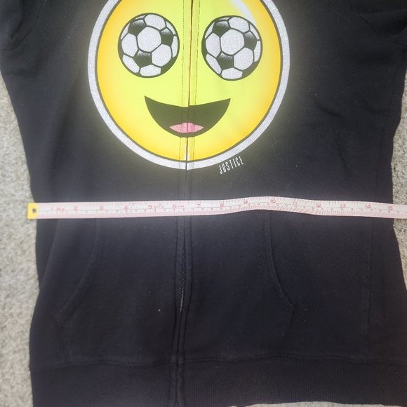 Justice Active Soccer Smiley zip up Hoodie playful athleisure SZ 12/14 - Picture 6 of 10